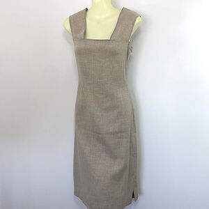 Tahari Dress Dress & Jacket Oatmeal Snap Slit Side Knee Length Excellent NWT 6